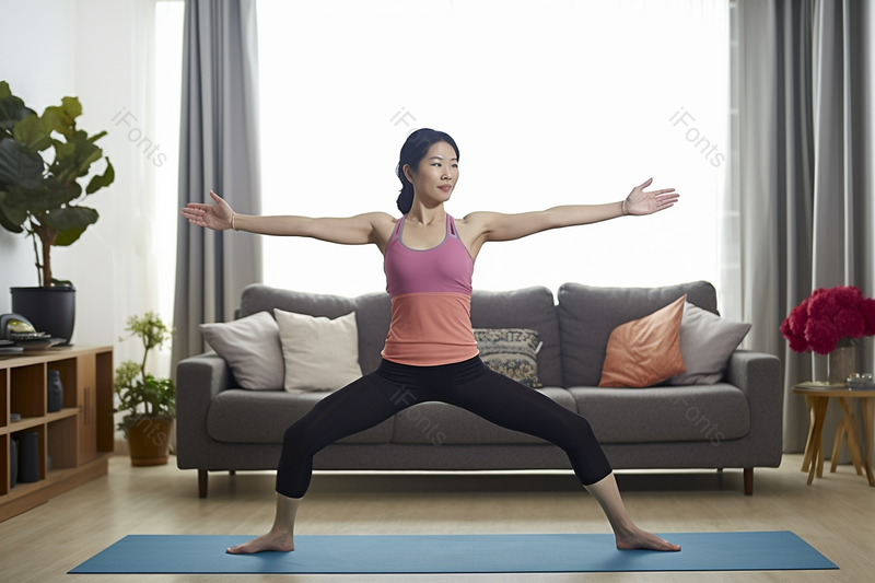 健美女性室内瑜伽运动健身热身养生实拍摄影,高清,摄影图,摄影图片,图片大全,摄影图免费下载
